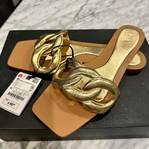 *NEW* Zara gold sandals size 9